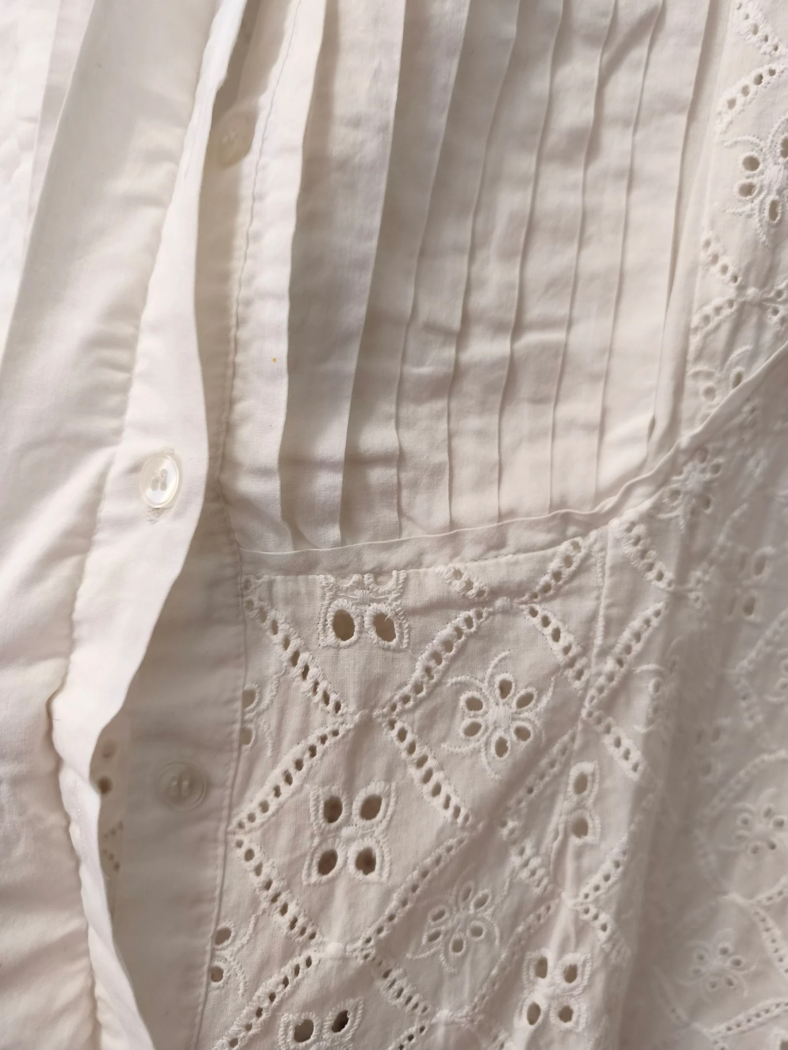 White embroidered sheer cotton blouse for women size 46 Elogy – photo 4